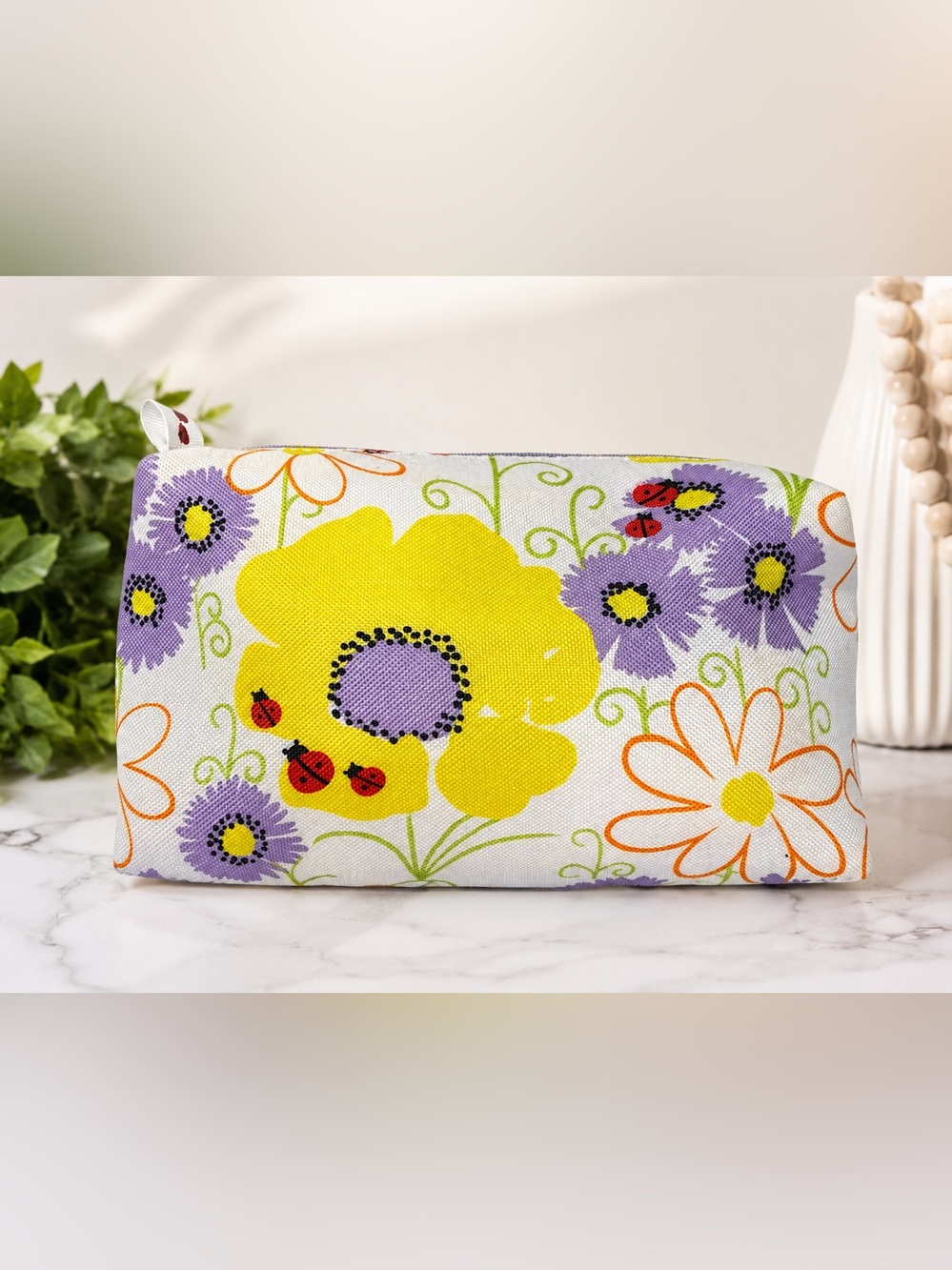 💥3/$15💥 Clinique Floral Canvas Cosmetic Pouch in Yellow & Lavender